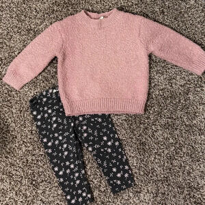 Jessica Simpson Toddler Sweater and Leggings Set - pink and gray, size 12 months